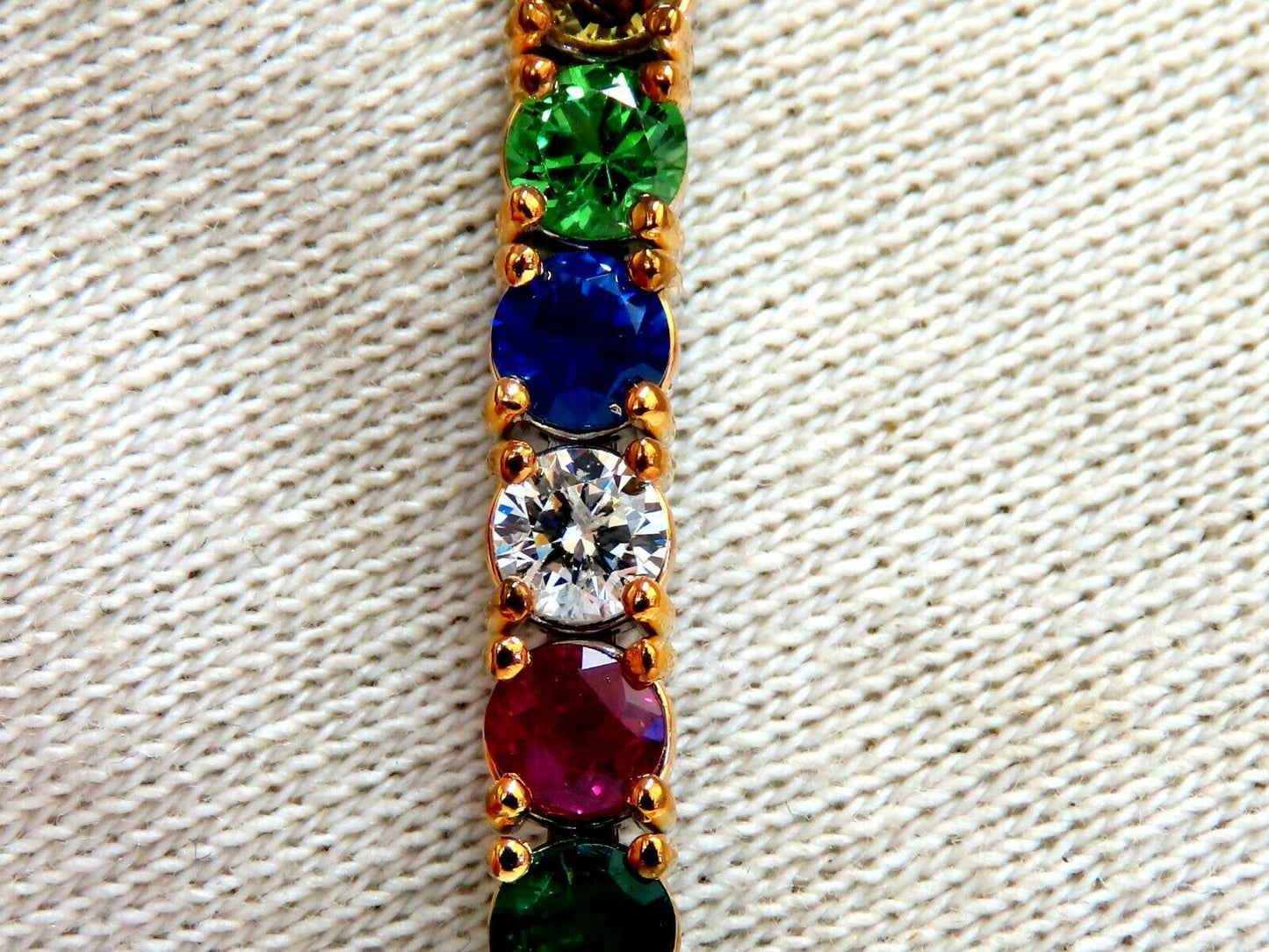 14.43Ct Natural Gem-Line Emerald Sapphire Ruby Bracelet 14Kt