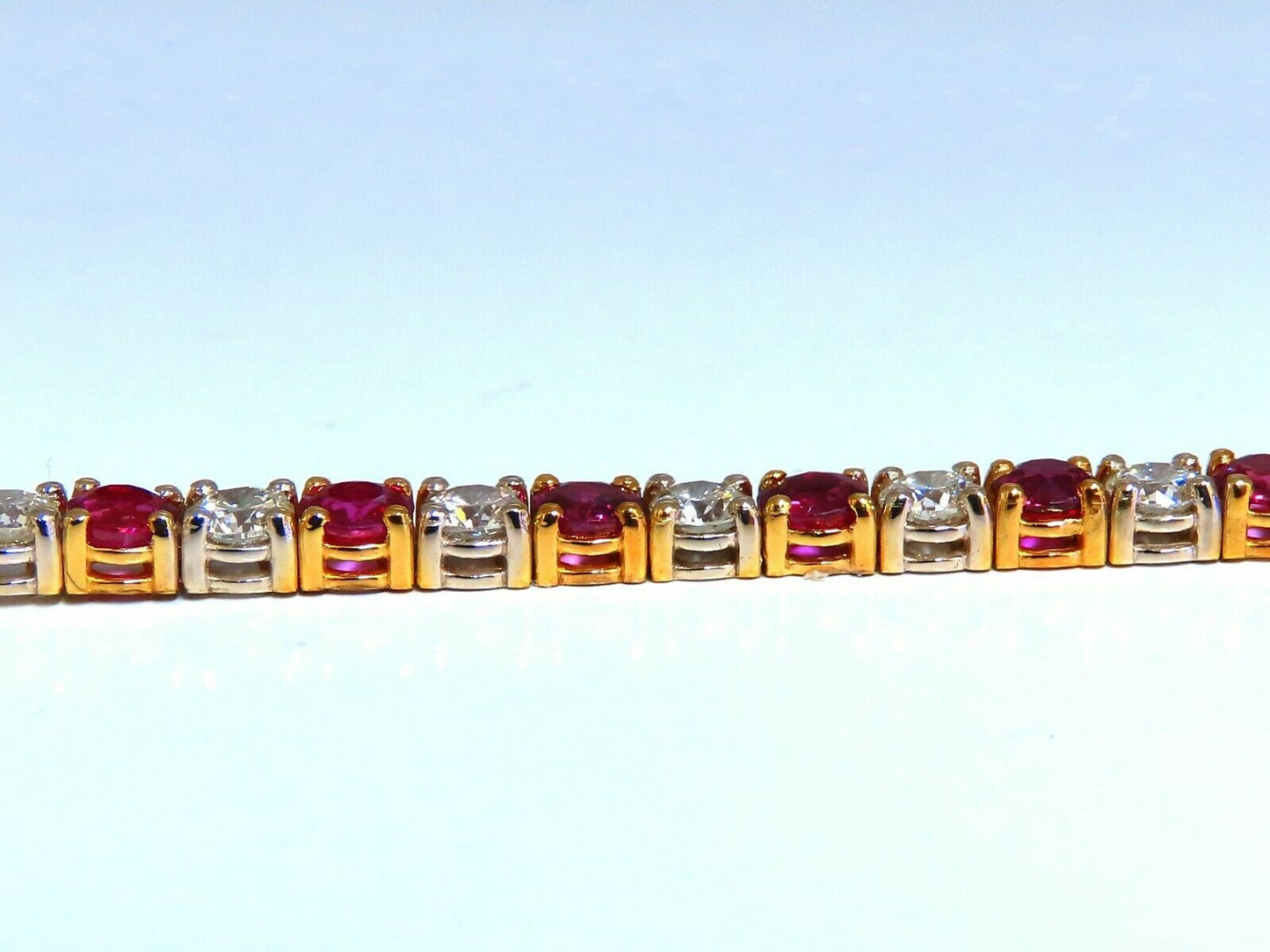 9.82ct Natural Ruby Diamonds Alternating Tennis Bracelet 14kt.
