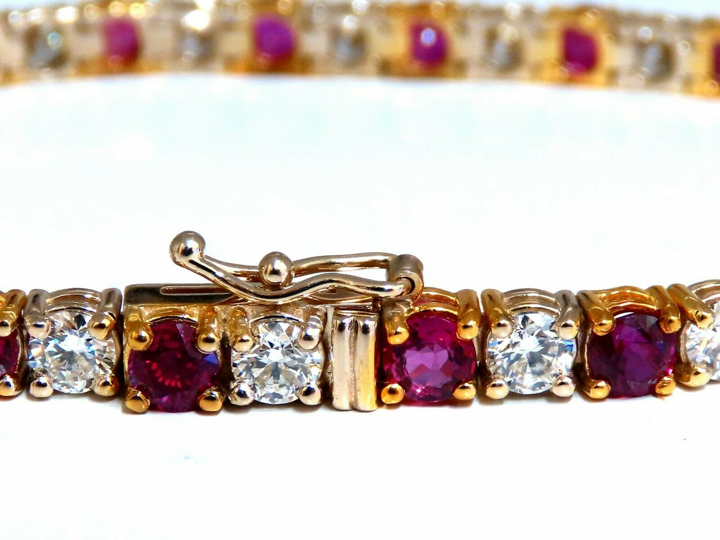 9.82ct Natural Ruby Diamonds Alternating Tennis Bracelet 14kt.