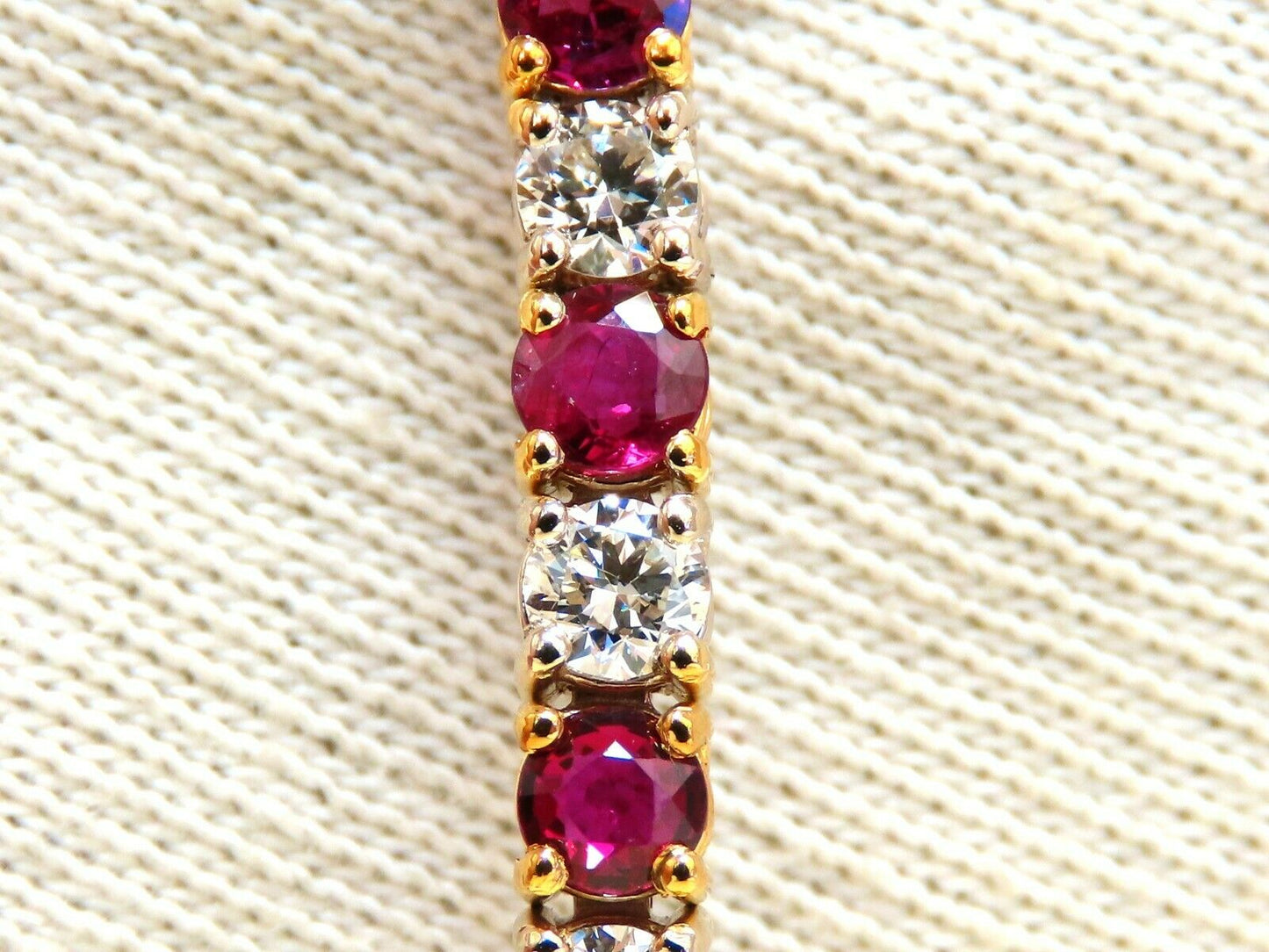 9.82ct Natural Ruby Diamonds Alternating Tennis Bracelet 14kt.
