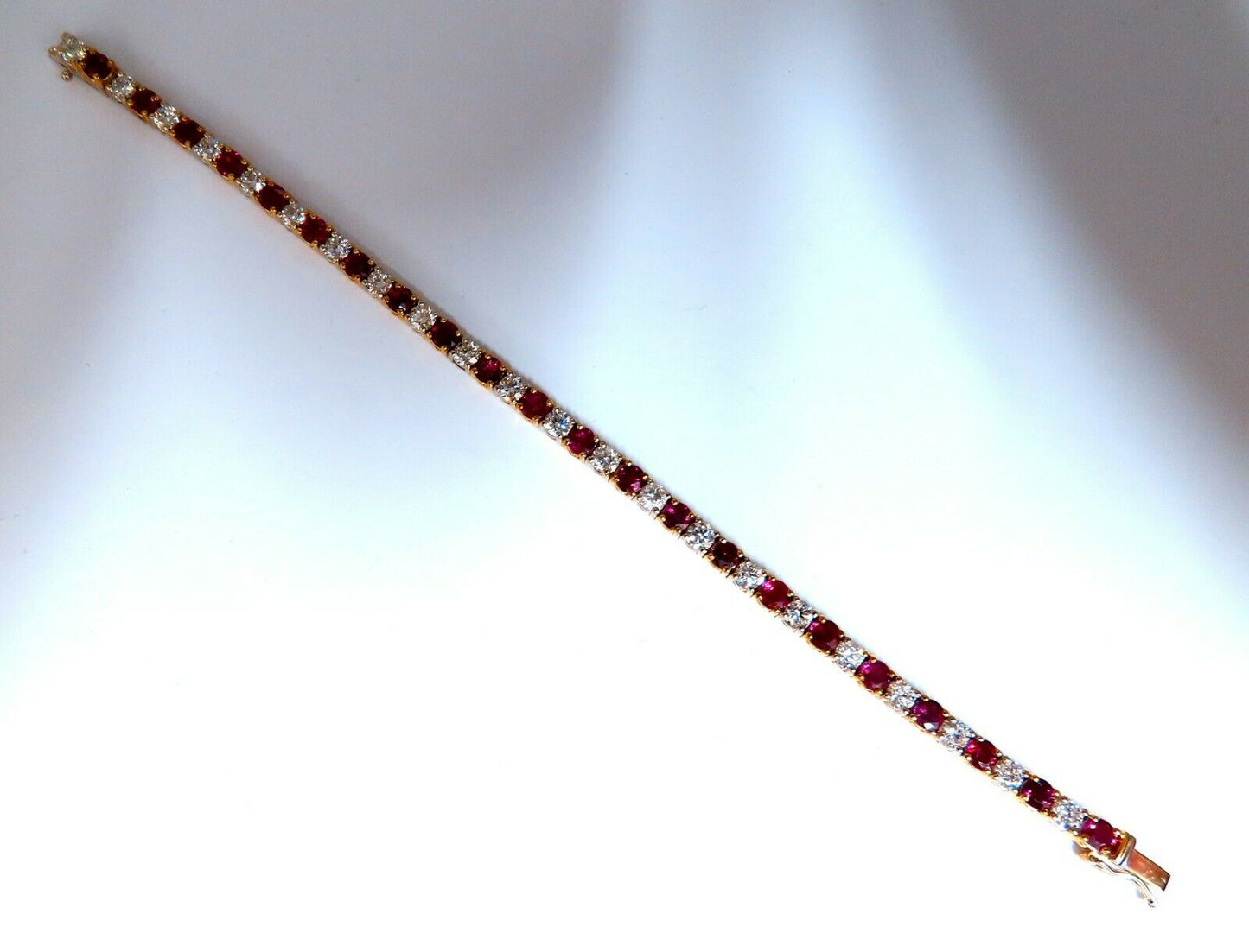 9.82ct Natural Ruby Diamonds Alternating Tennis Bracelet 14kt.