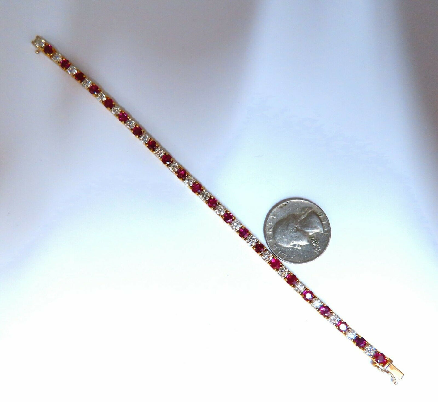 9.82ct Natural Ruby Diamonds Alternating Tennis Bracelet 14kt.