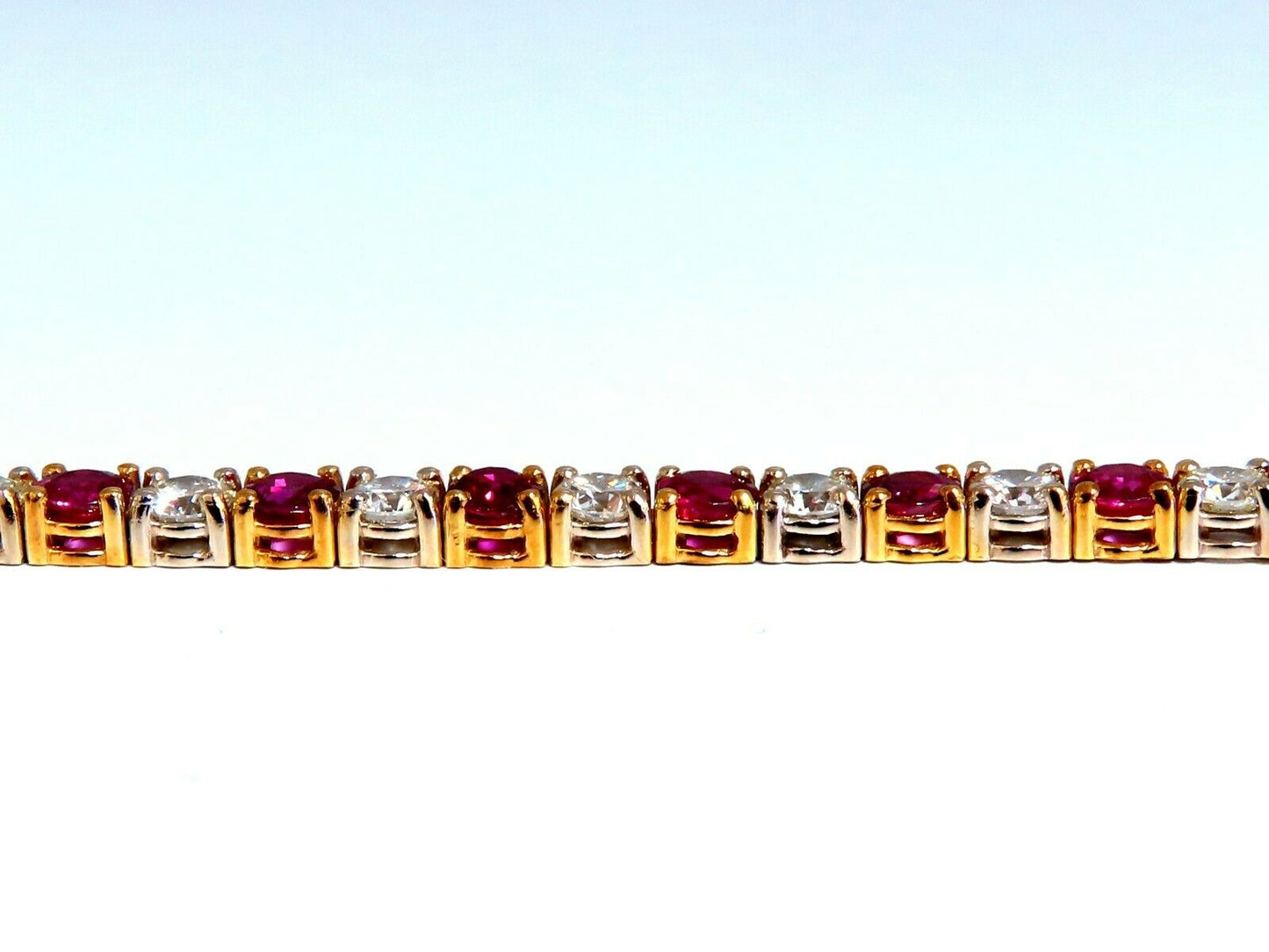 9.82ct Natural Ruby Diamonds Alternating Tennis Bracelet 14kt.
