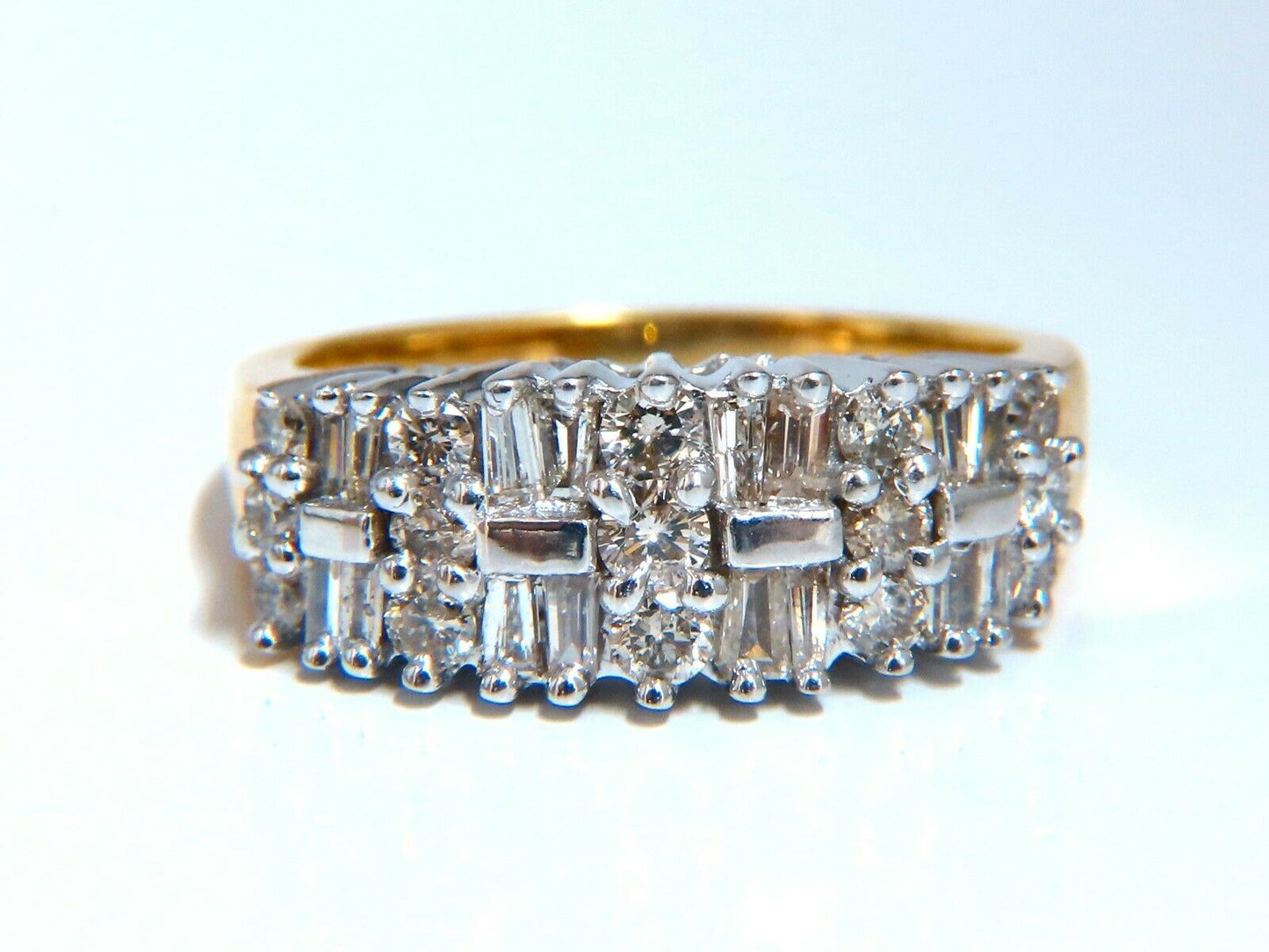 1.35ct Natural Baguette & Rounds Diamonds Band 14kt.
