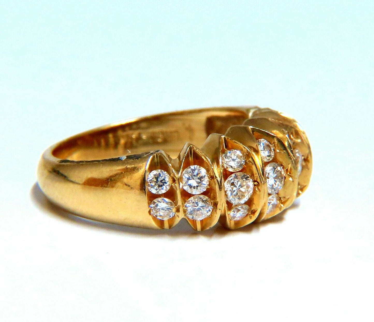 .85ct Natural Round Diamonds Watermelon Wedge Band 14kt Gold
