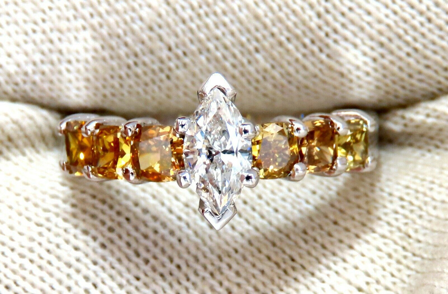 GIA Certified .50ct Natural Marquise & Fancy Color Diamonds Ring