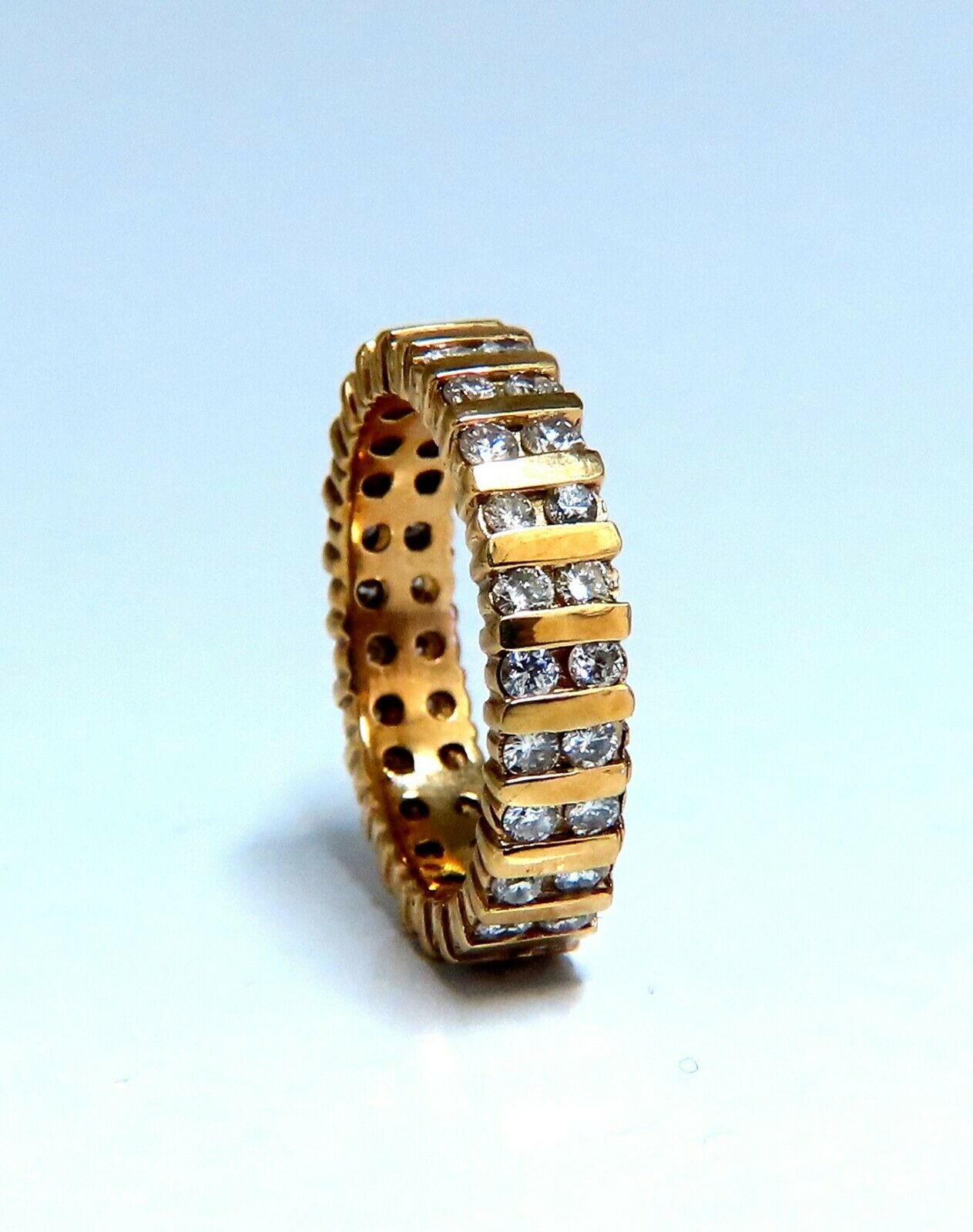 1.50ct natural round diamonds eternity ring channel set durable 14kt