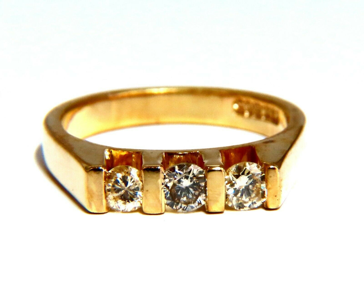 .50ct Natural Fancy Light Yellow Diamonds Ring Channel Bar 14kt