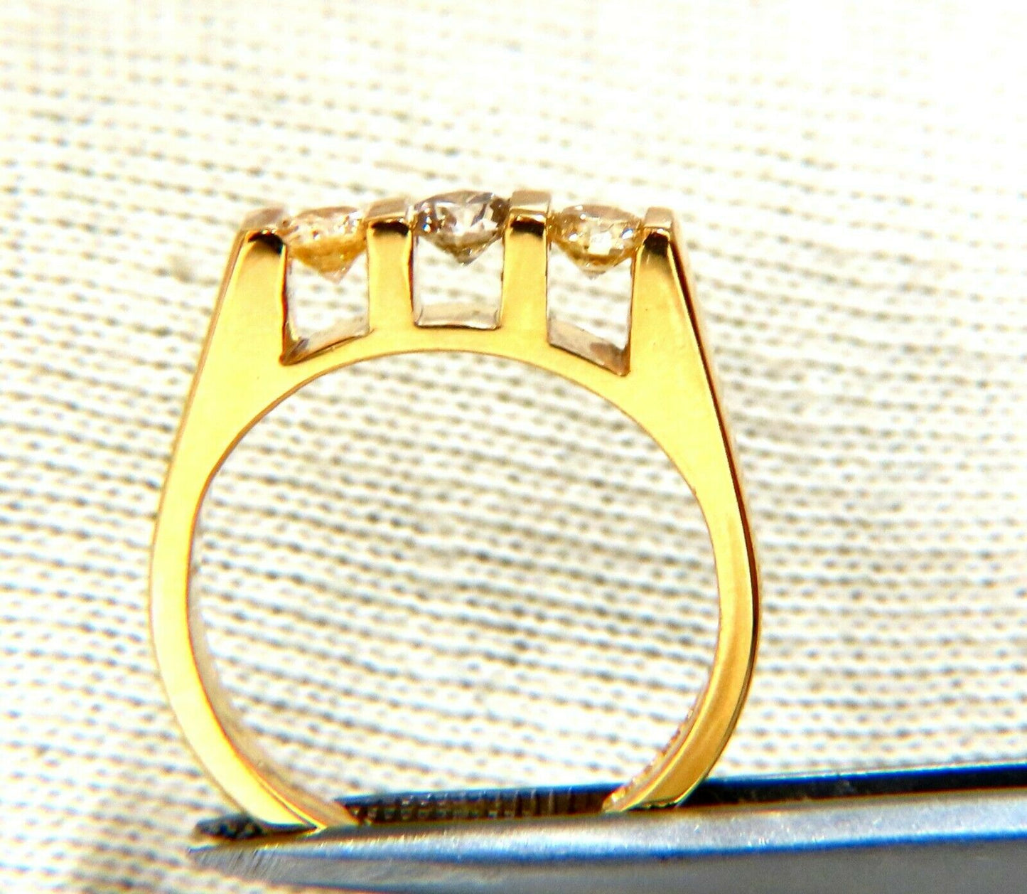 .50ct Natural Fancy Light Yellow Diamonds Ring Channel Bar 14kt