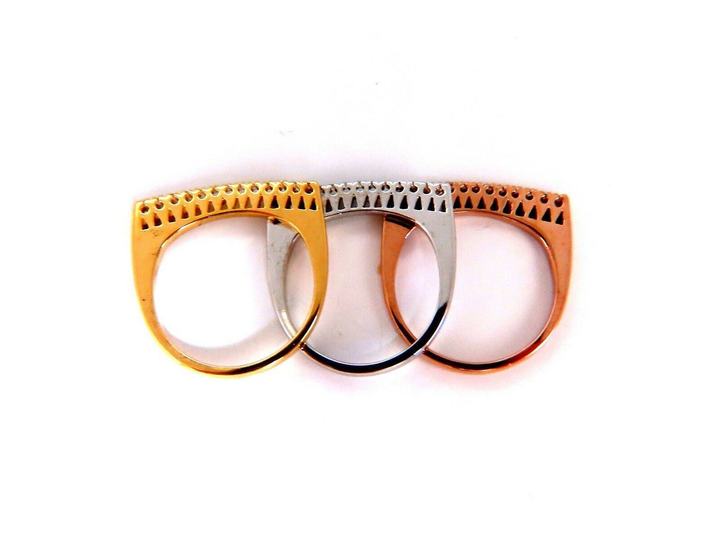 .75ct Natural Diamonds STacking Bands 14kt Gold Mod minimalist deco
