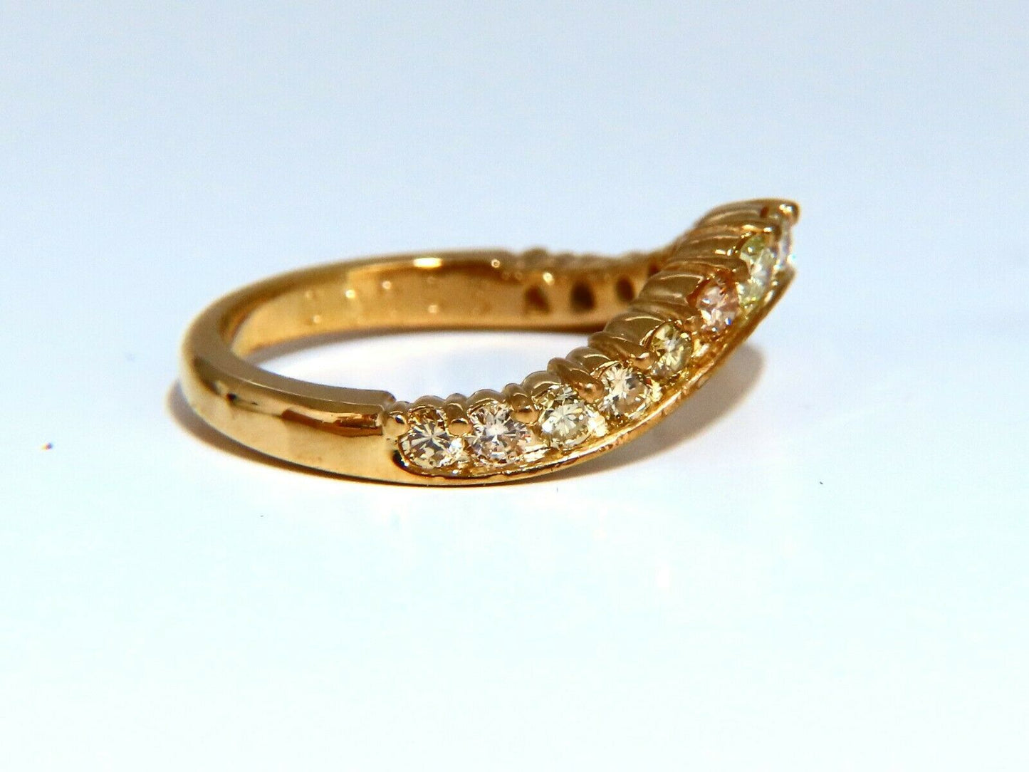 .60ct Natural Fancy Color Shades of Yellow Diamonds Wave Swirl Band Ring 14kt