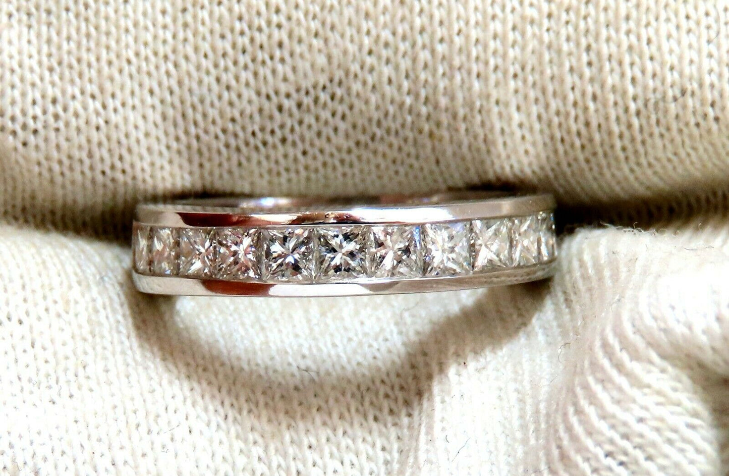 1.40ct Natural Princess Cut Diamonds Band Channel Platinum Prime