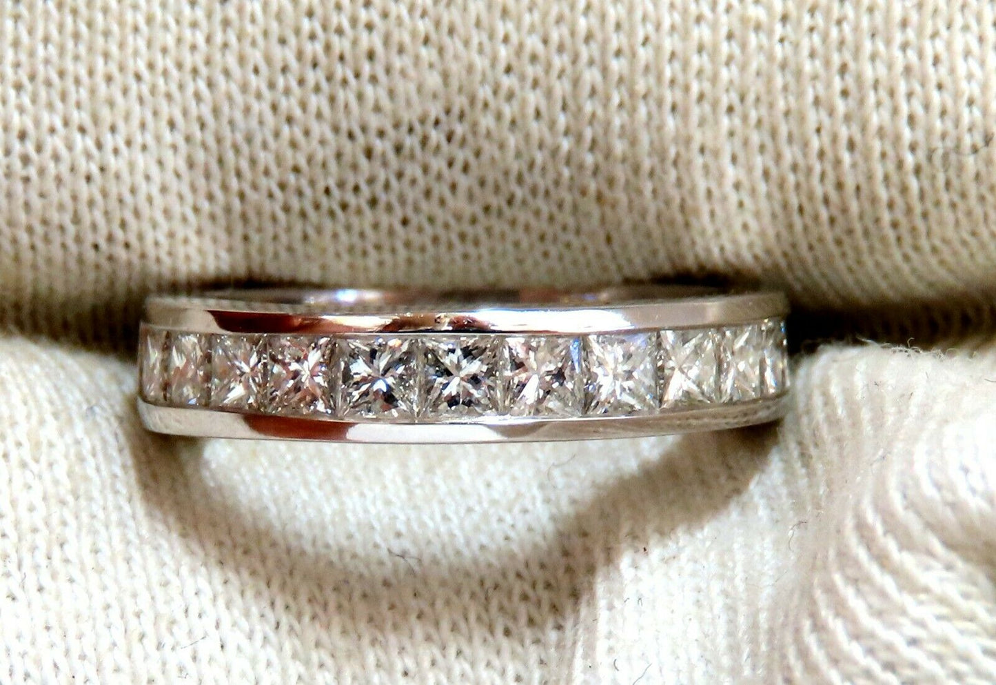 1.40ct Natural Princess Cut Diamonds Band Channel Platinum Prime