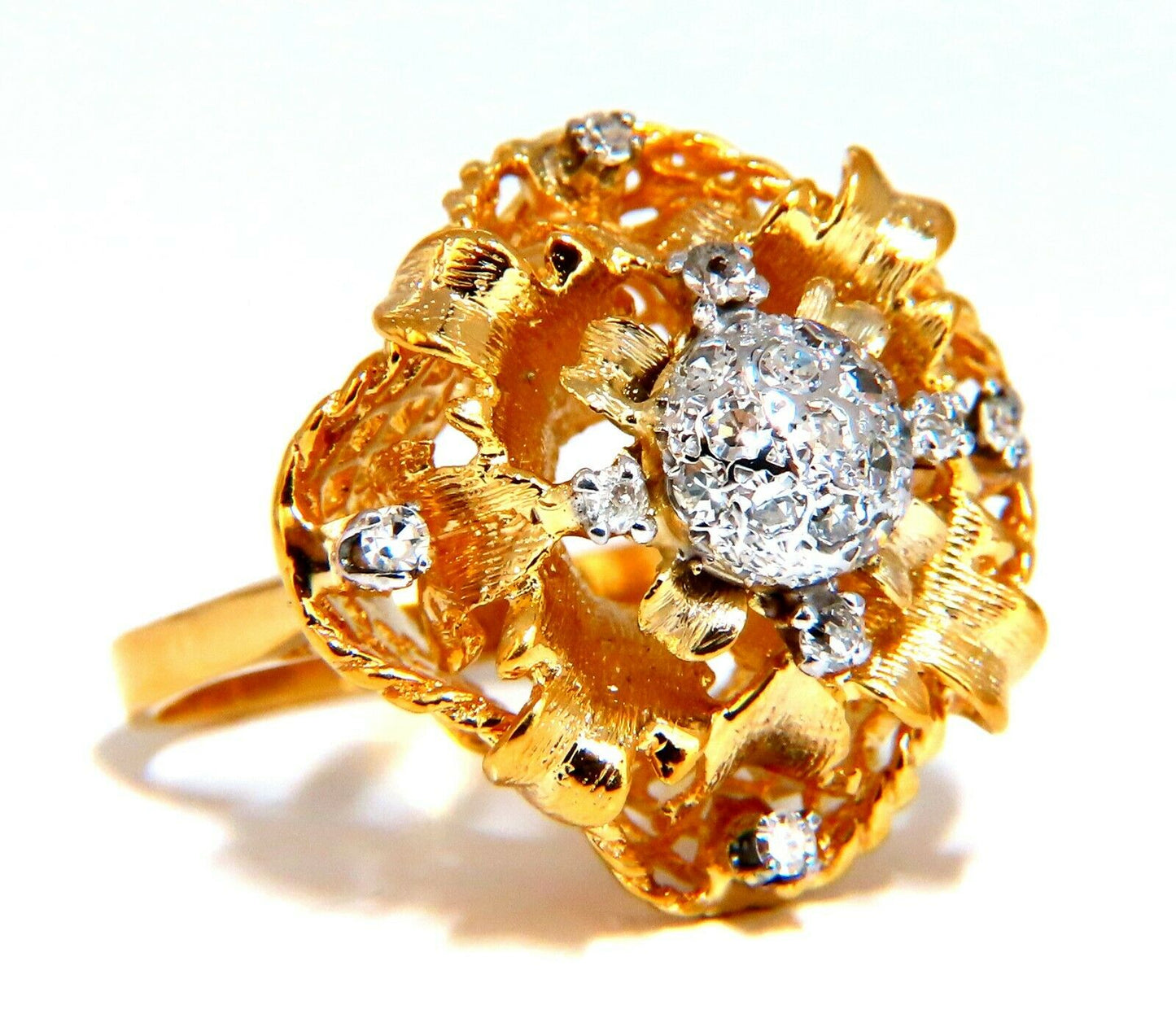 .30ct Natural Diamonds Filigree Curling Ring 14kt