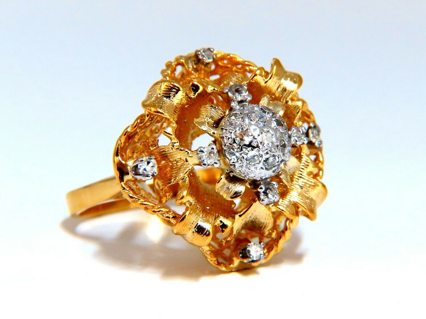 .30ct Natural Diamonds Filigree Curling Ring 14kt