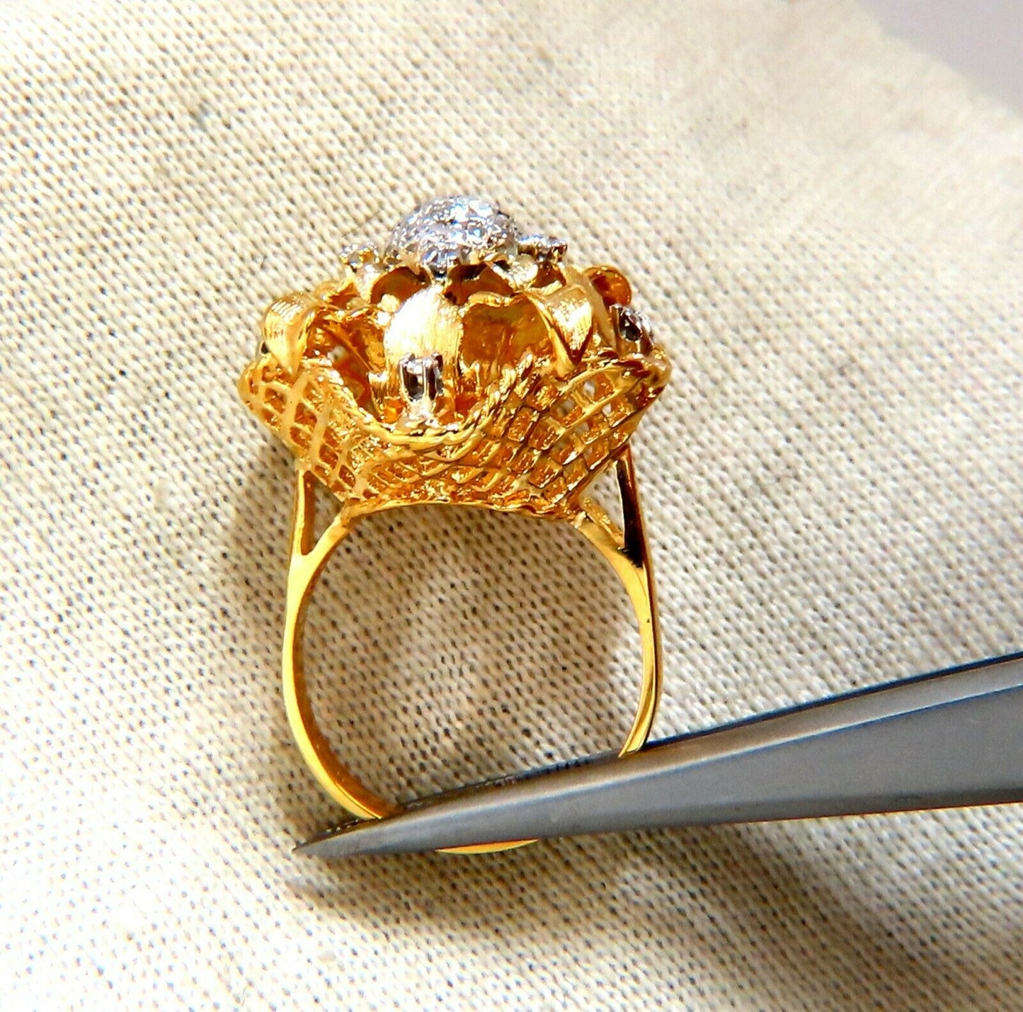 .30ct Natural Diamonds Filigree Curling Ring 14kt