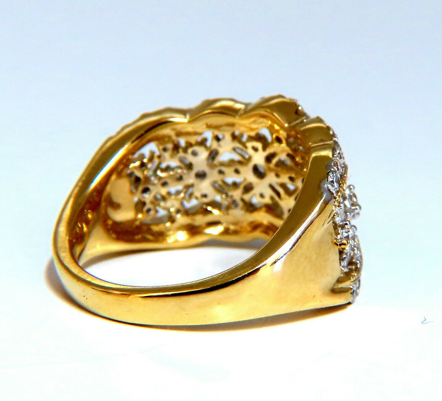 1.30ct Natural Diamonds Filigree Curling Ring 14kt.