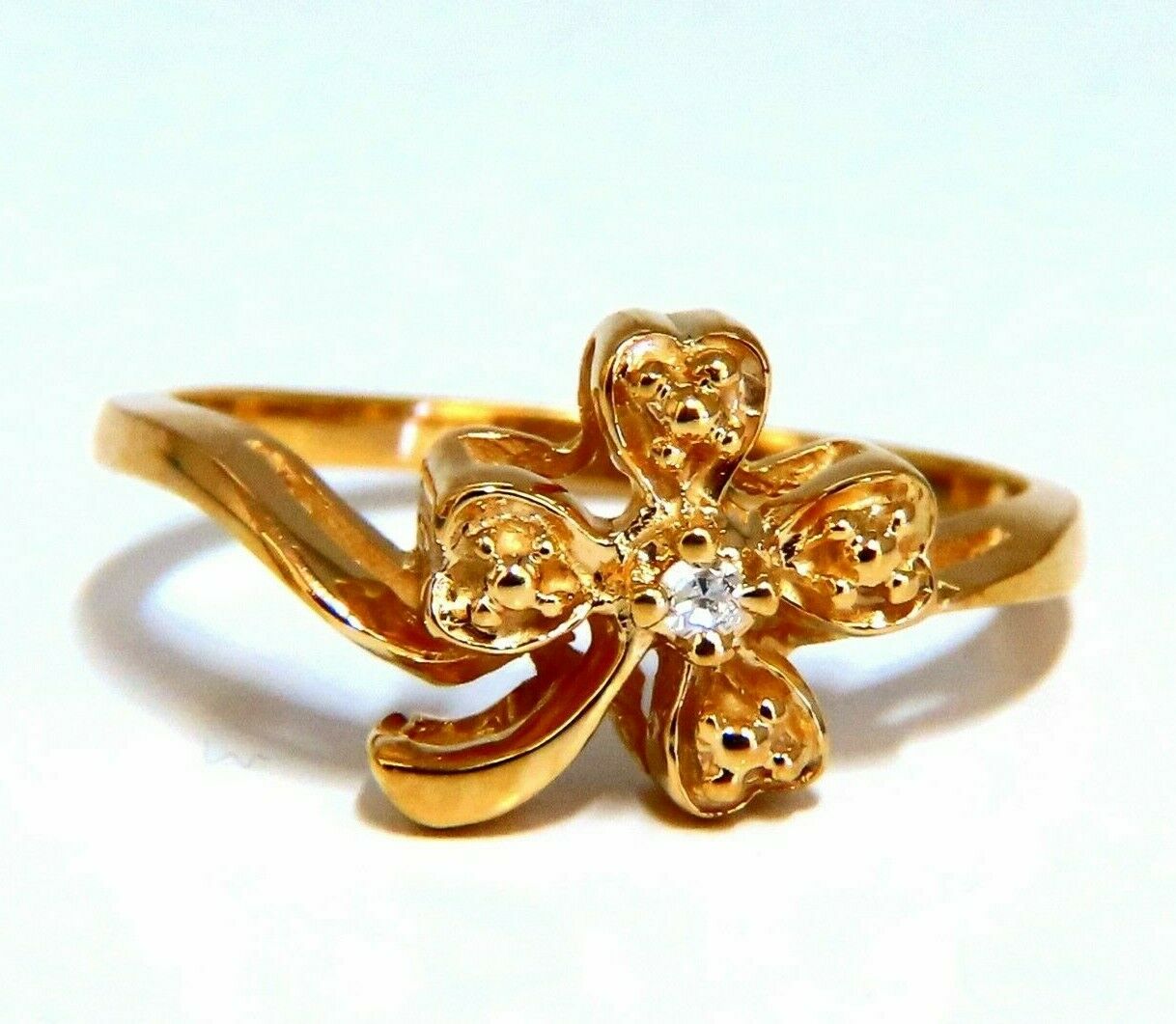 Natural Diamonds Irish Clover Vintage Ring 14kt
