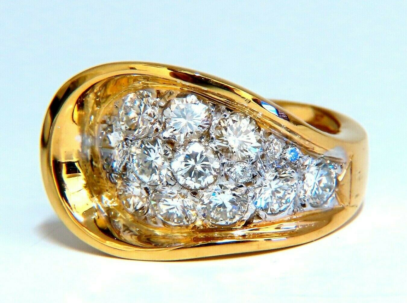 2.60ct Natural Diamonds Cluster Bead Set Bow Curled Ring 14kt