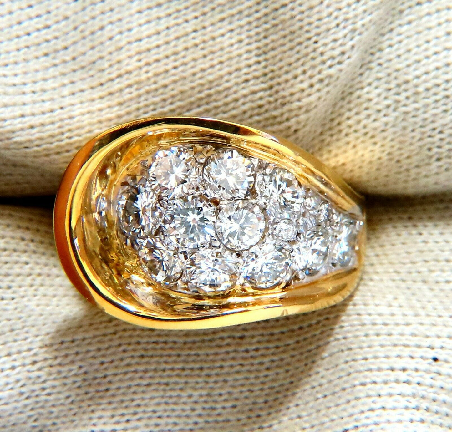 2.60ct Natural Diamonds Cluster Bead Set Bow Curled Ring 14kt