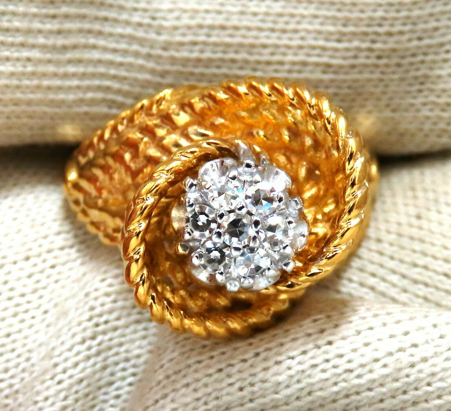 .35ct Rope Twist Cluster Ring 14kt