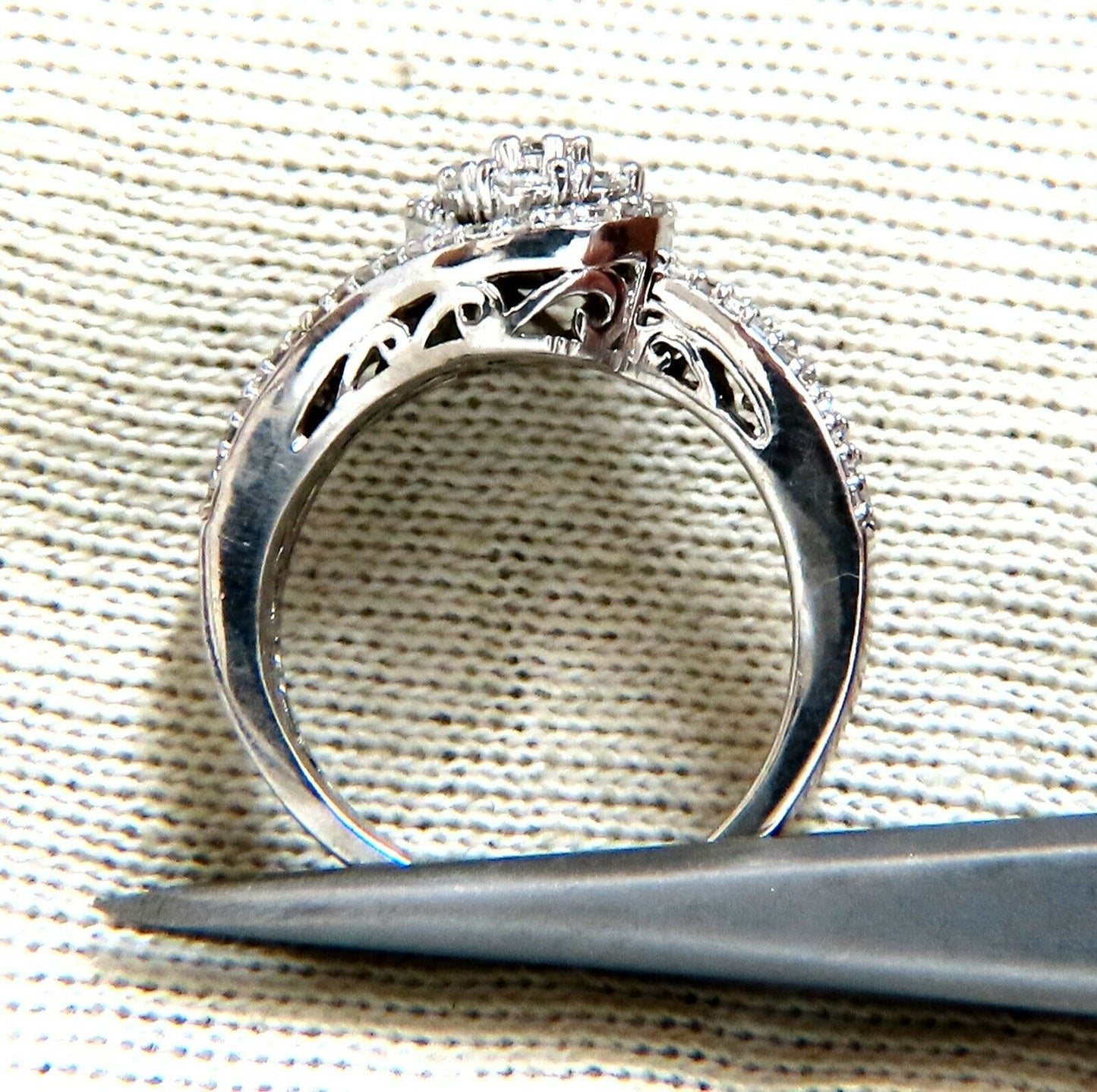 .70ct Natural Diamonds Cluster Round & Baguette Ring Silver