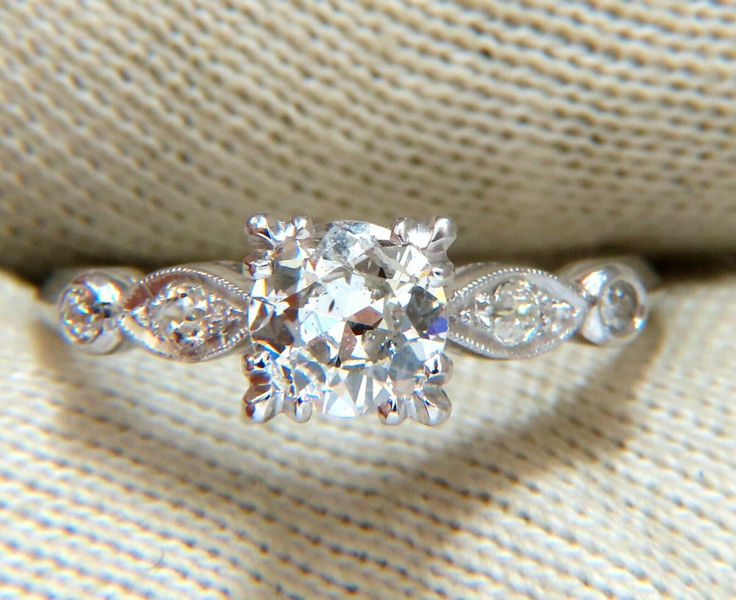 .76ct Natural Round Diamond Vintage Platinum Ring
