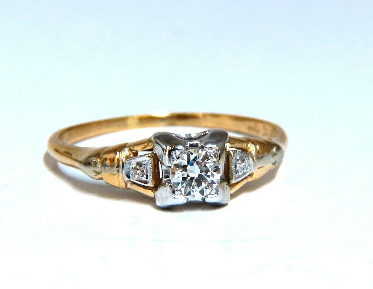 .30ct Vintage Old Miner Diamond Solitaire Ring 14kt