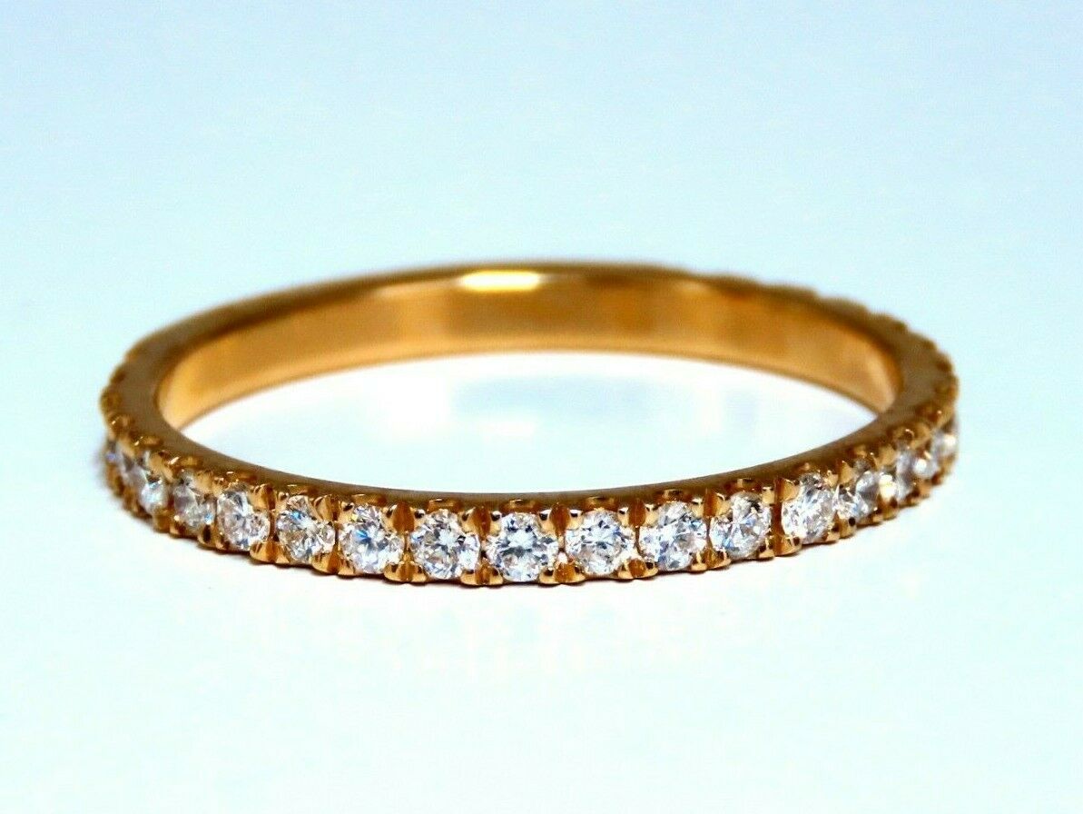 .40ct natural round diamond band ring 14 Karat Bead Set Pave Flat Band
