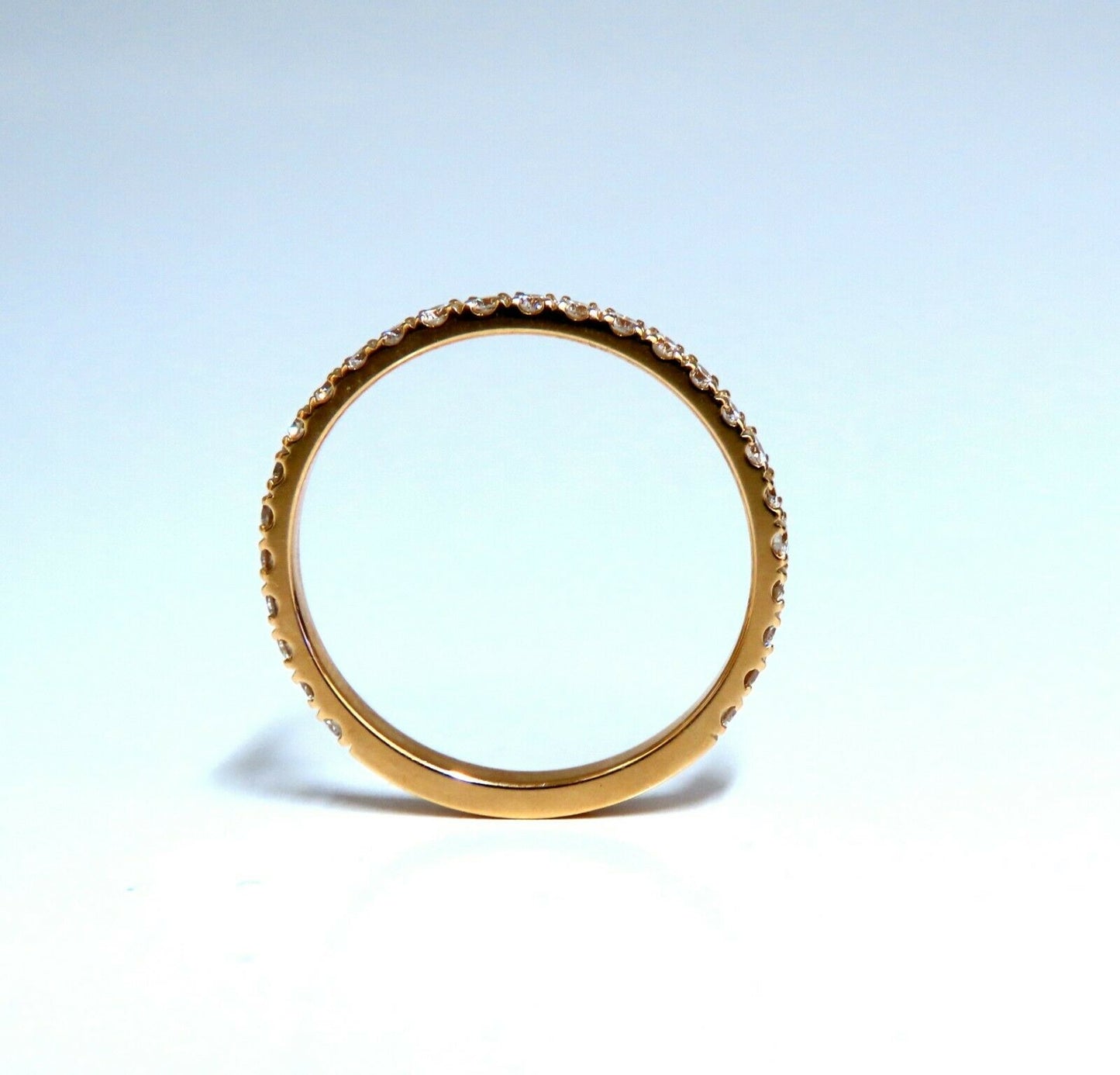 .40ct natural round diamond band ring 14 Karat Bead Set Pave Flat Band