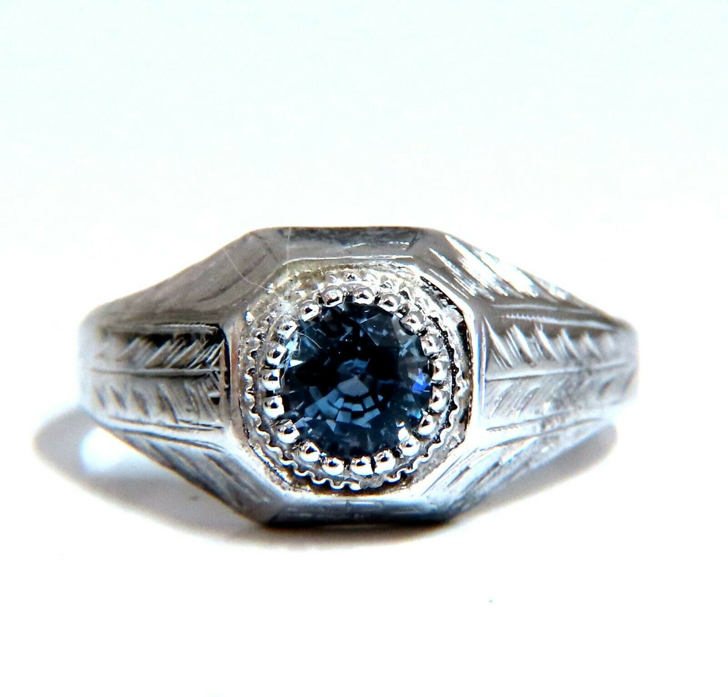 .76ct Natural Periwinkle Blue Sapphire Solitaire Ring 14kt Vintage