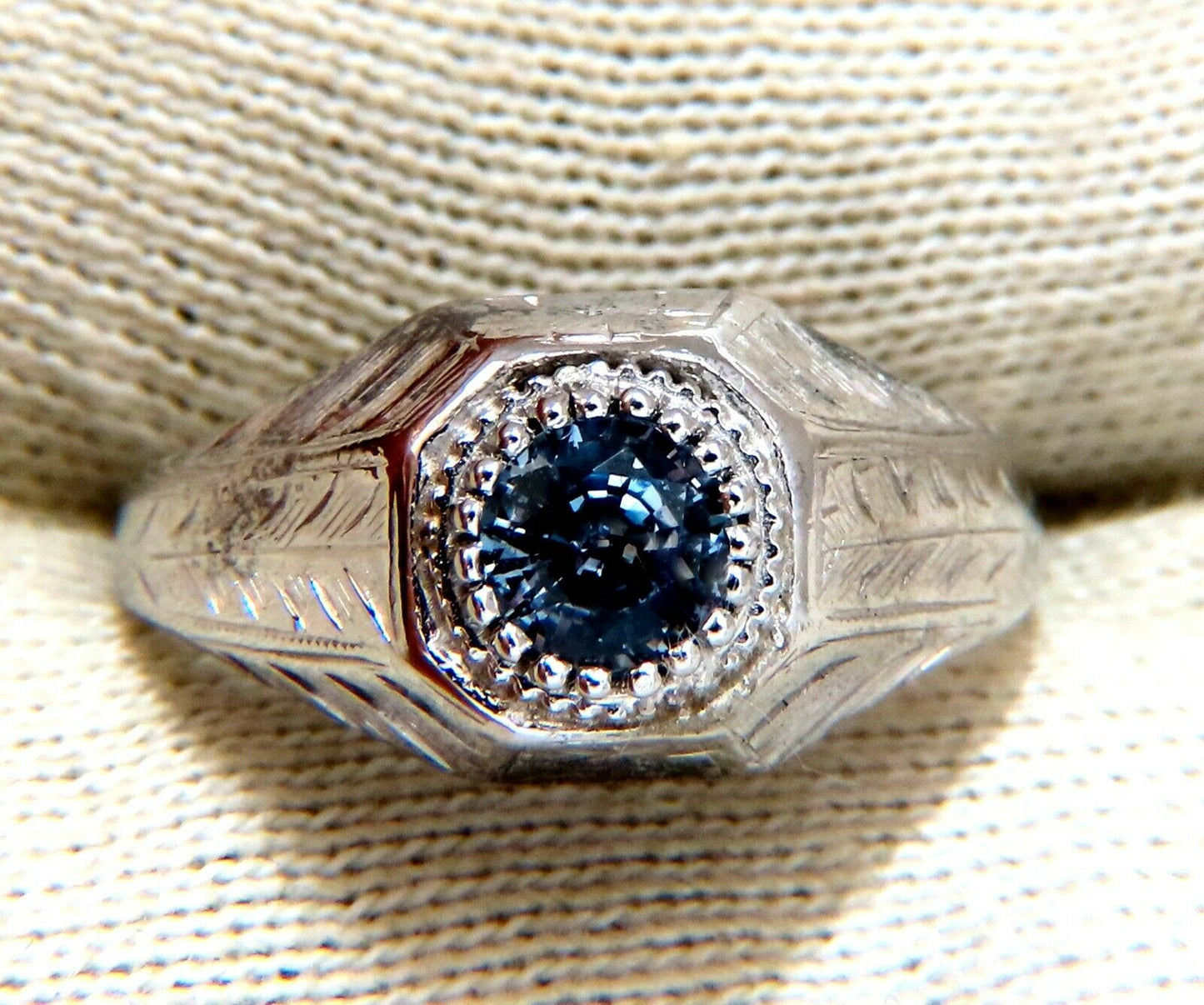 .76ct Natural Periwinkle Blue Sapphire Solitaire Ring 14kt Vintage