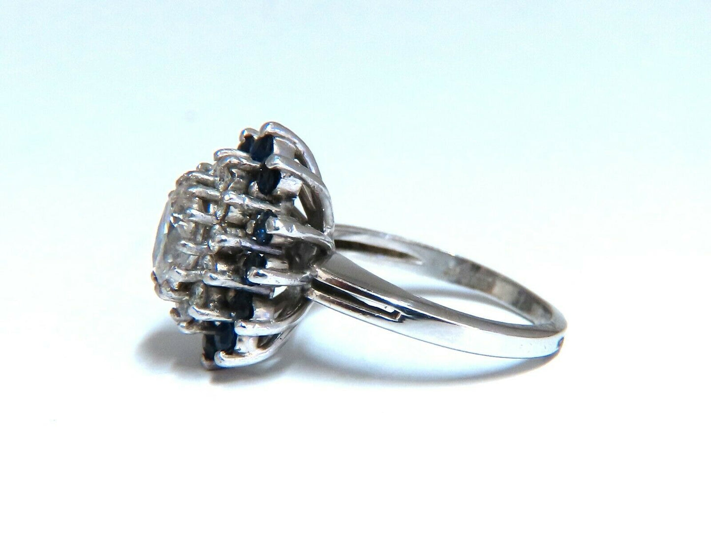 .70ct Natural Oval Diamond Sapphire Cluster Platinum Ring