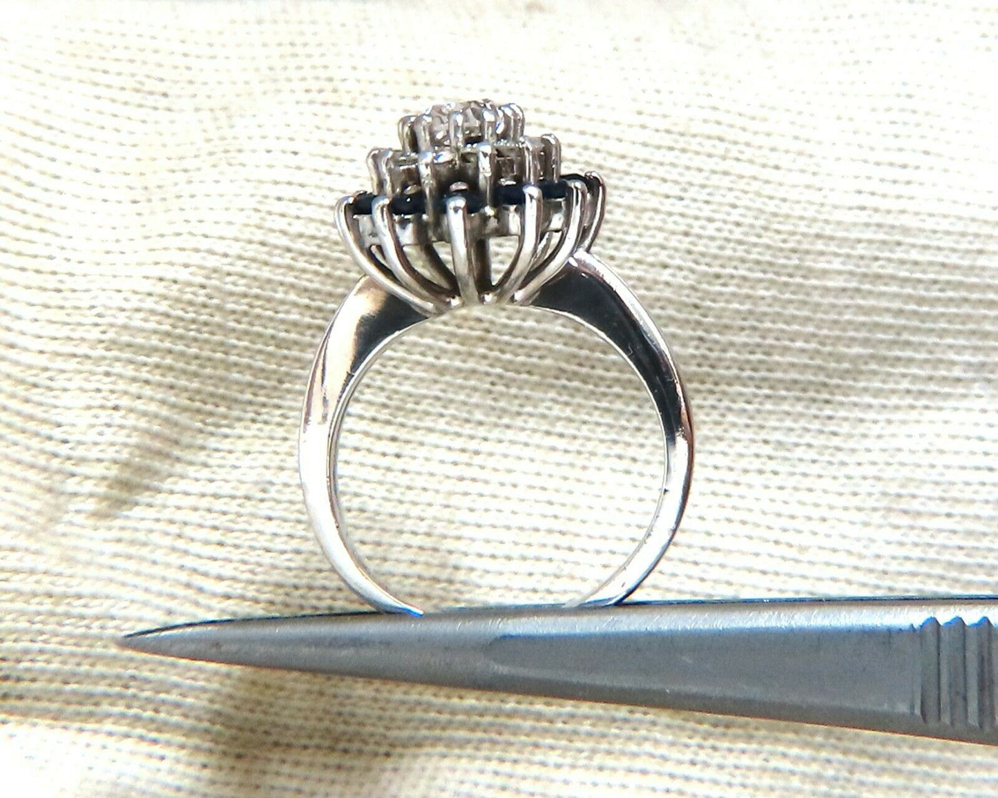 .70ct Natural Oval Diamond Sapphire Cluster Platinum Ring