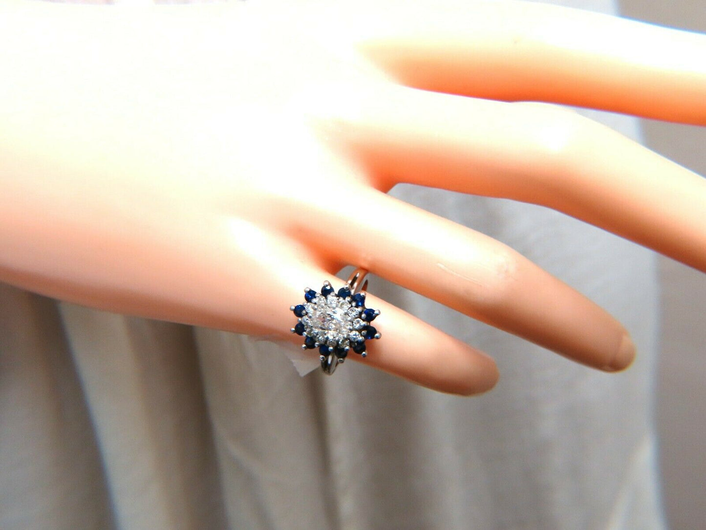 .70ct Natural Oval Diamond Sapphire Cluster Platinum Ring