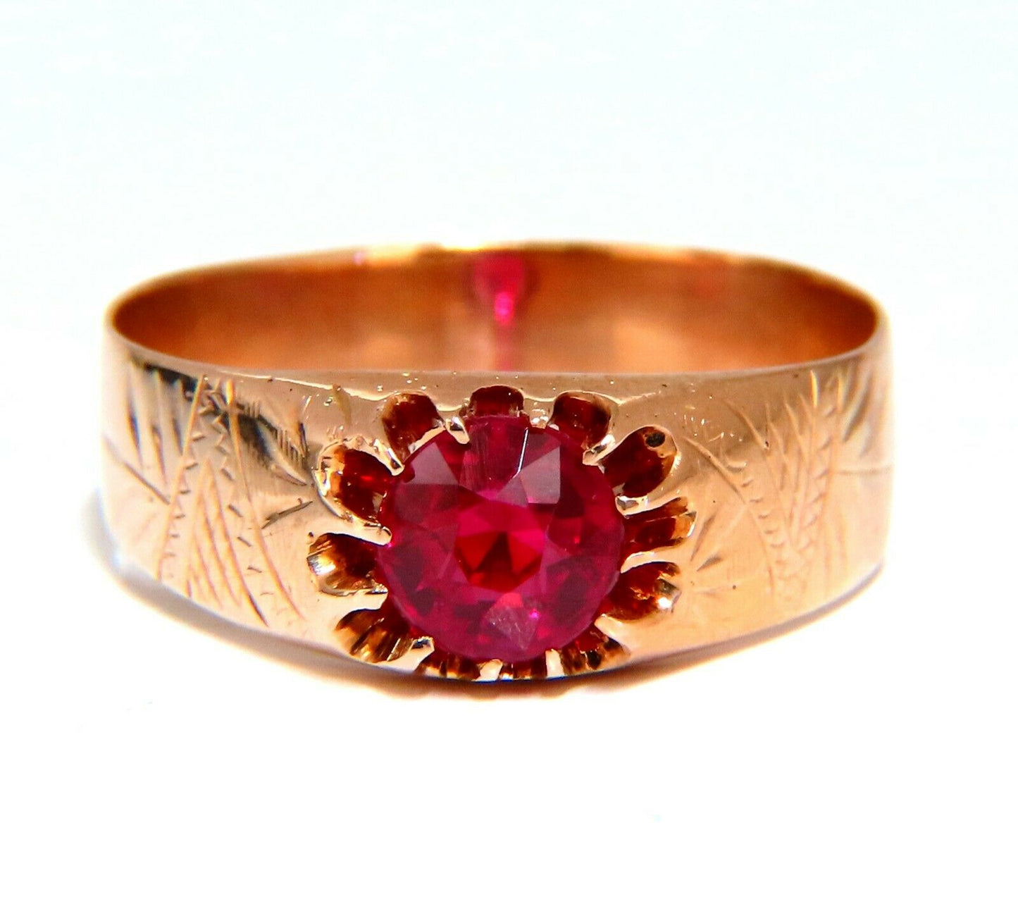 2ct Lab Ruby Vintage European Ring 14kt