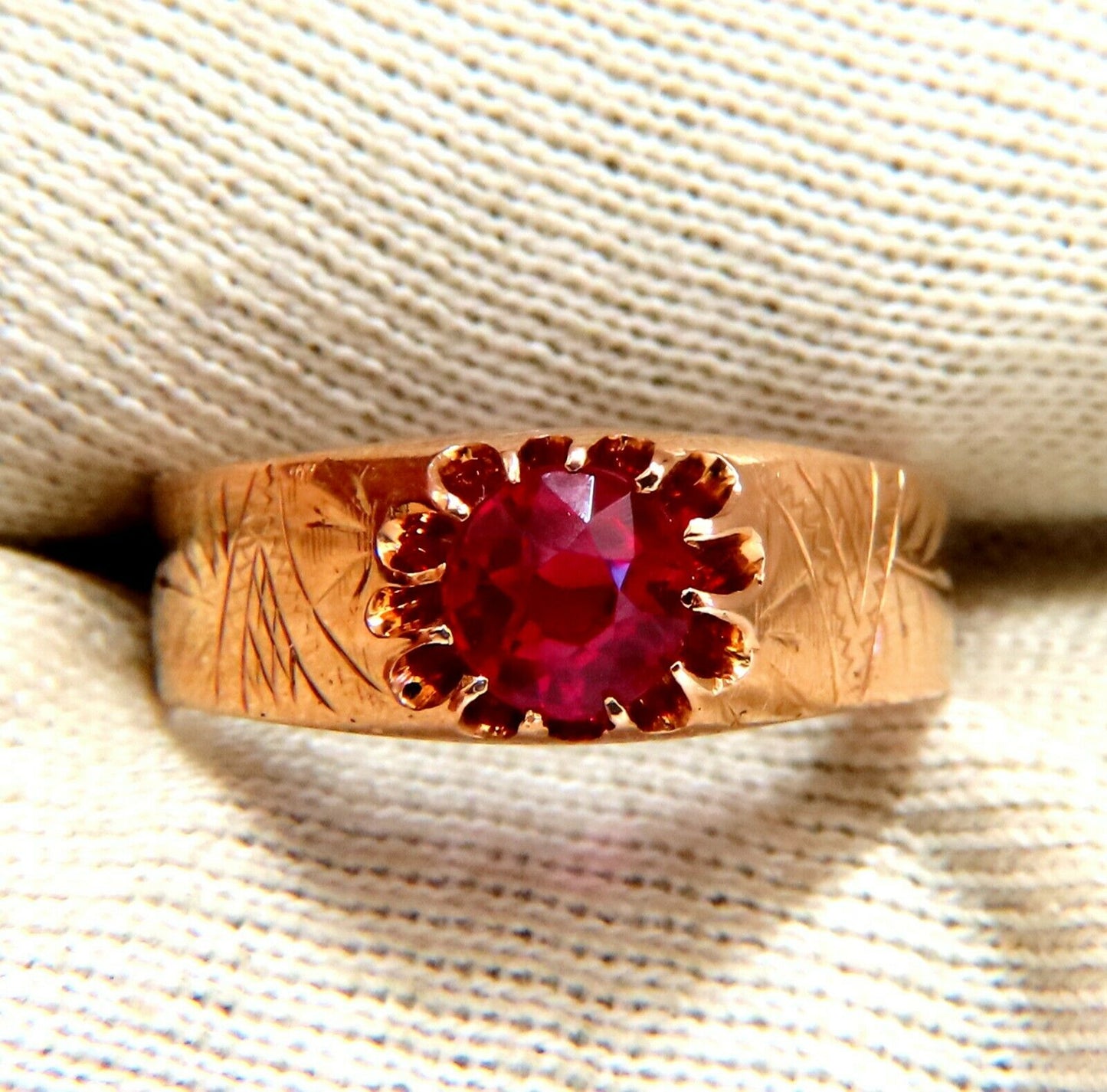 2ct Lab Ruby Vintage European Ring 14kt