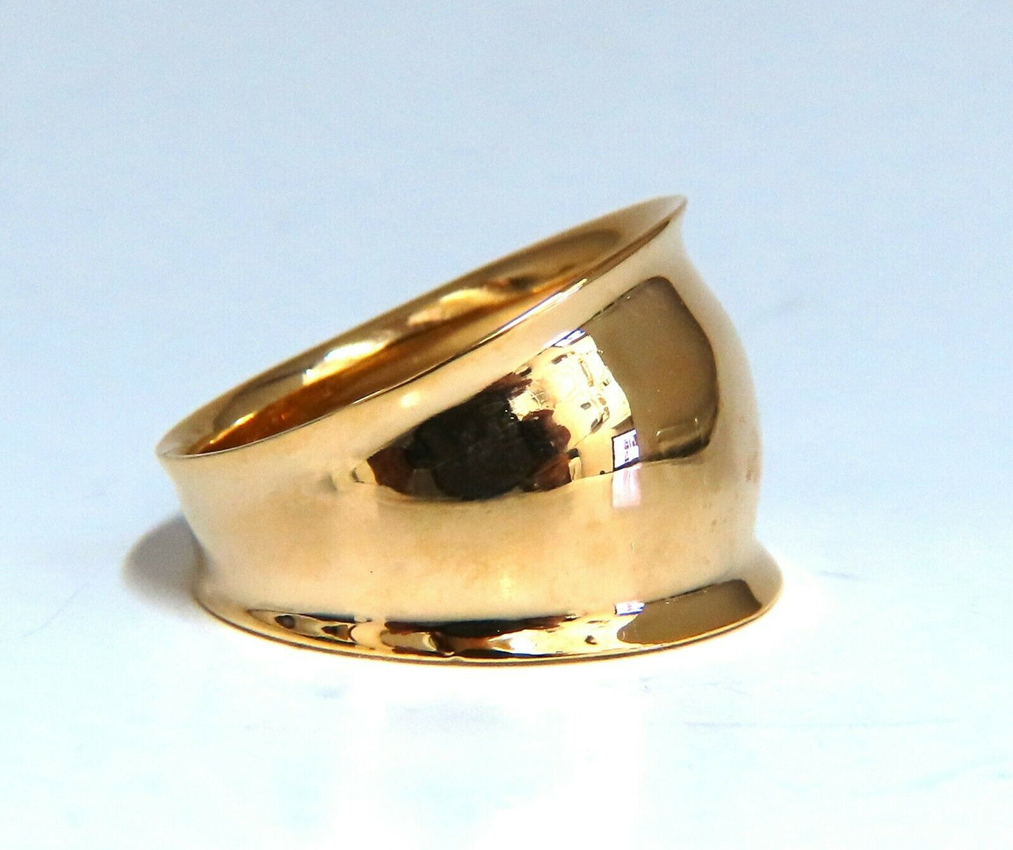 Wide Flat band slight dome ring14kt