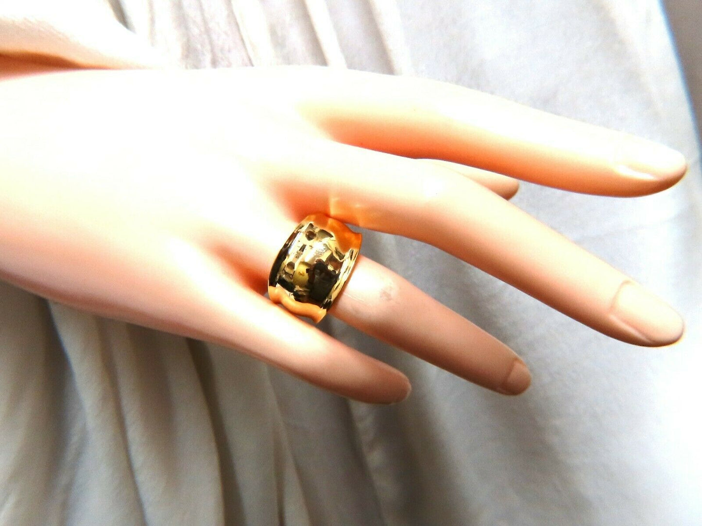 Wide Flat band slight dome ring14kt