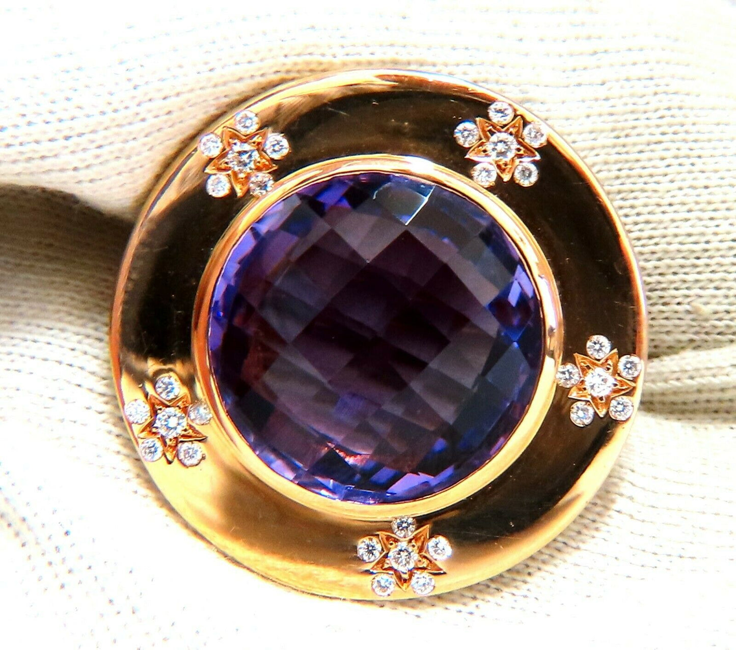 Garavelli 17ct Natural Amethyst Diamonds Ring 18kt Italy