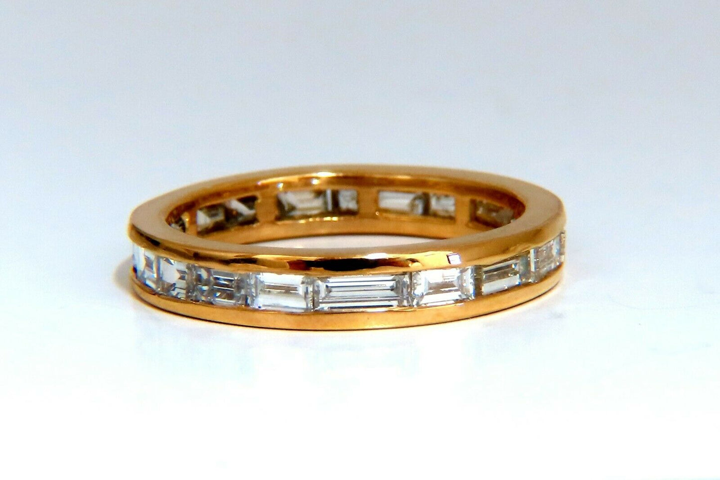 2.20ct. natural baguette diamonds eternity ring 14kt Gold 3.8mm size 8.5