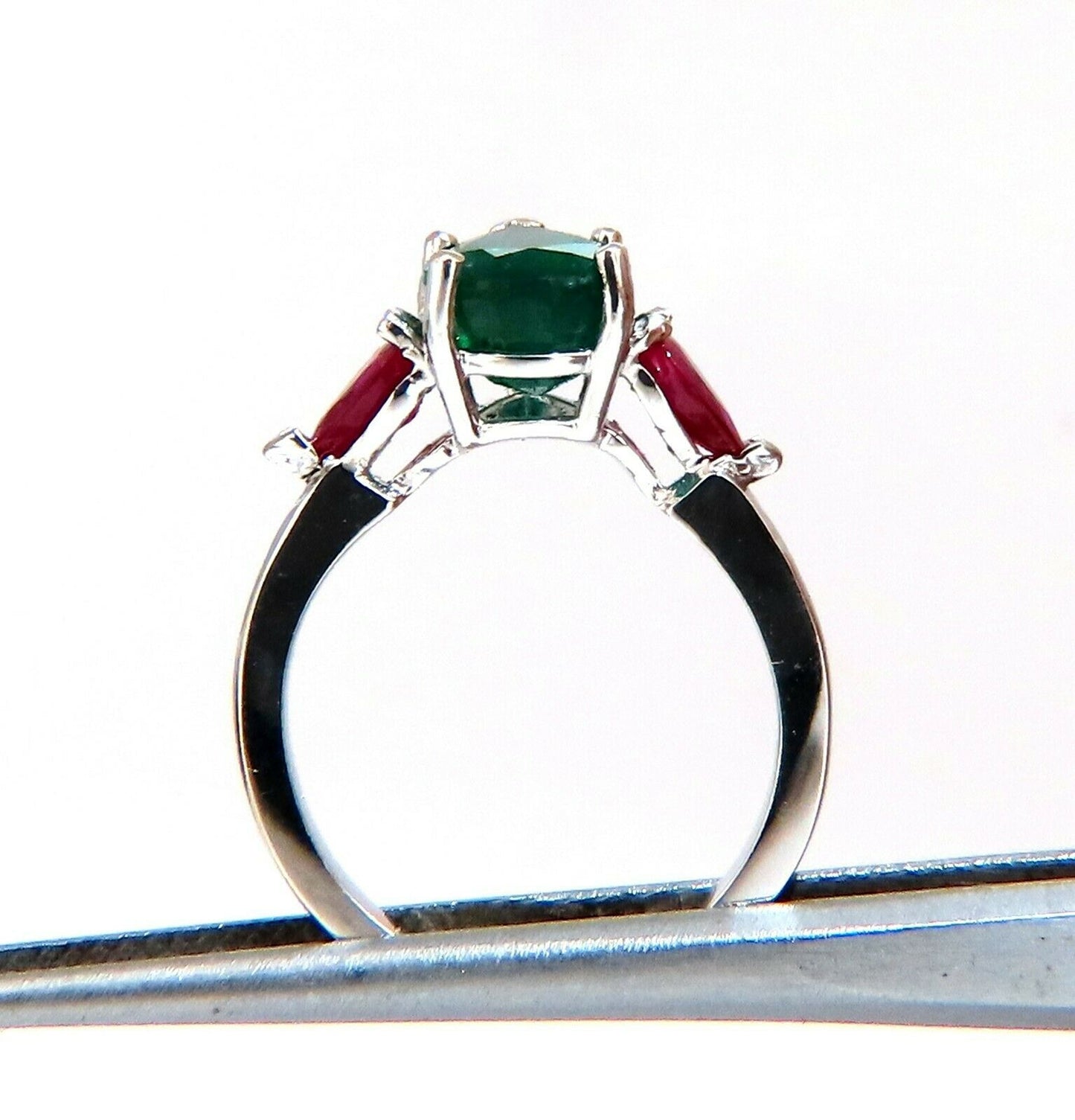 3.01ct natural pear-shaped emerald cut emerald ruby ring 14kt