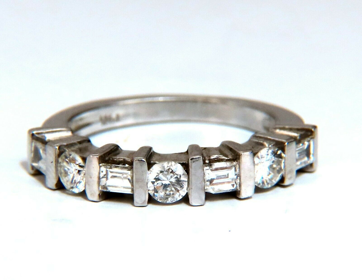 .75ct. Natural baguettes and rounds Diamond band ring 14 karat