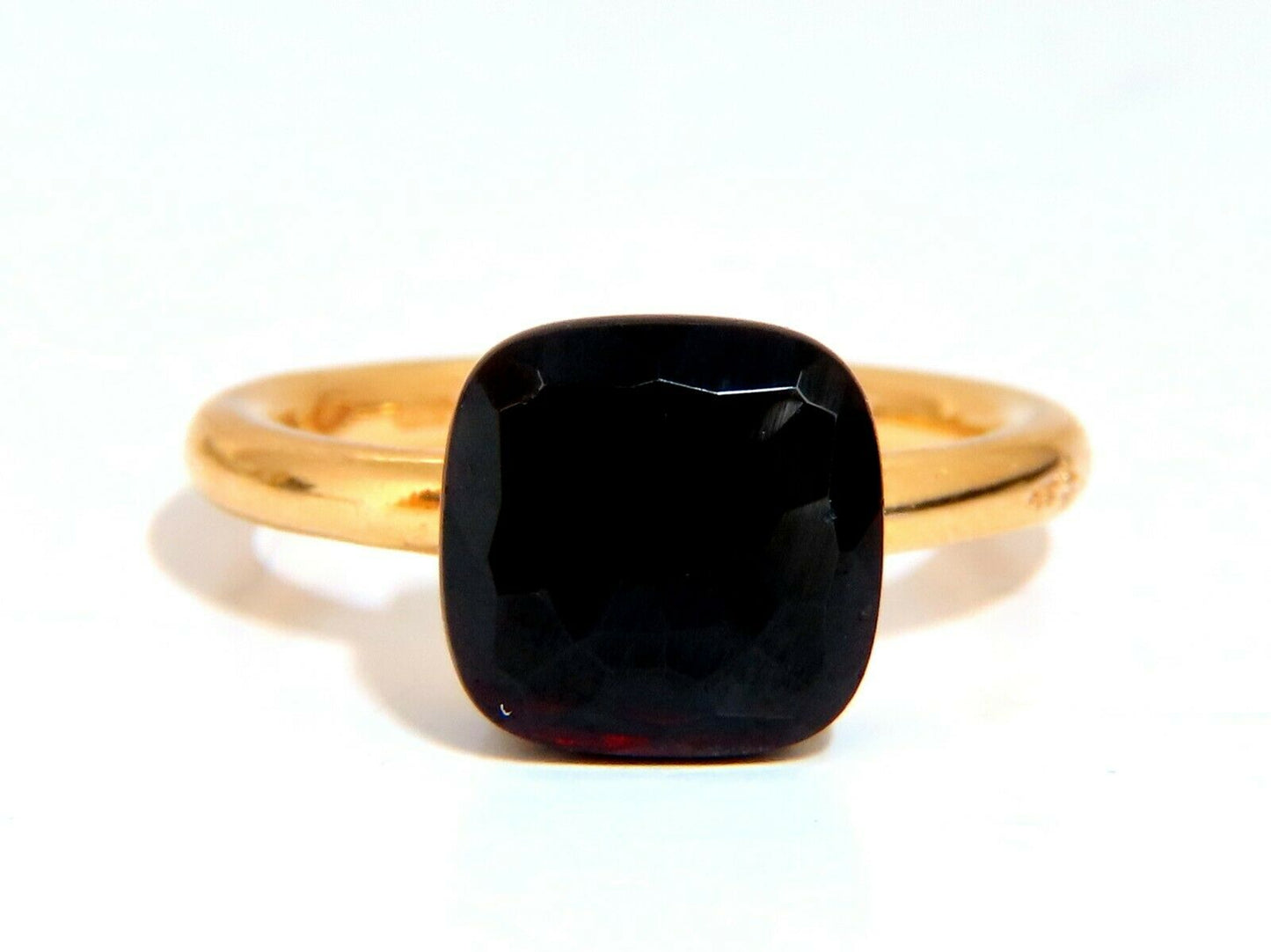 Designer 10x10 mm Natural Jet Black Onyx Ring 18 Karat