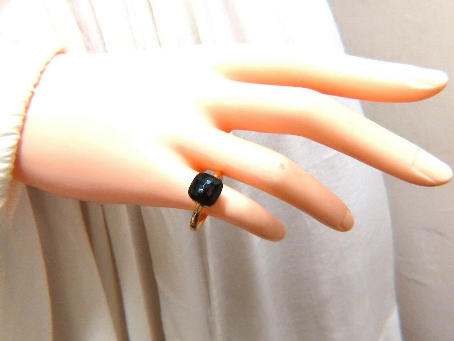 Designer 10x10 mm Natural Jet Black Onyx Ring 18 Karat