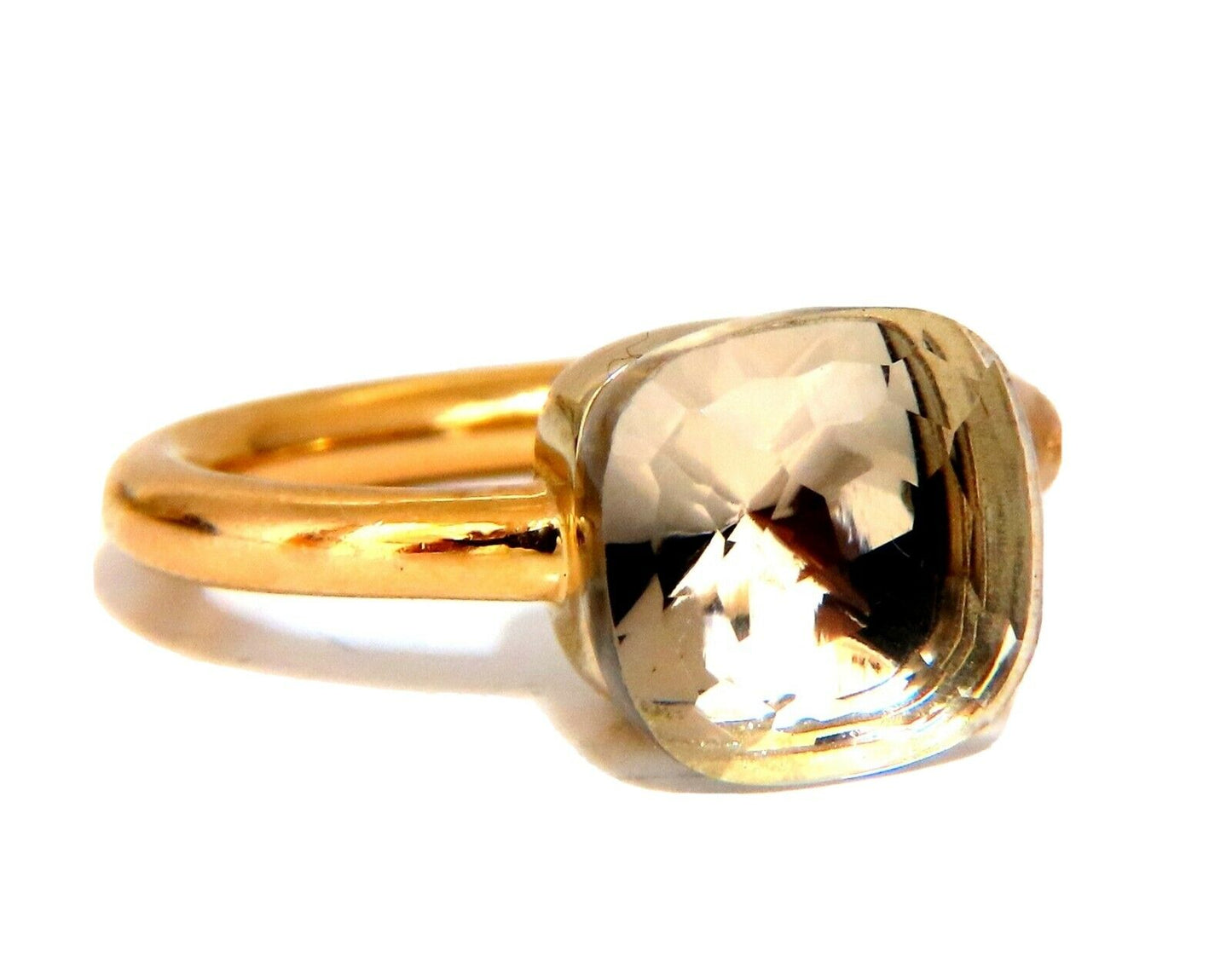 Designer 10x10 mm Natural Quartz Ring 18 Karat