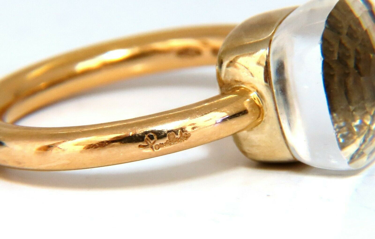 Designer 10x10 mm Natural Quartz Ring 18 Karat