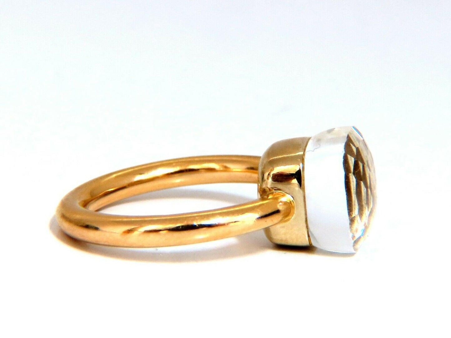 Designer 10x10 mm Natural Quartz Ring 18 Karat