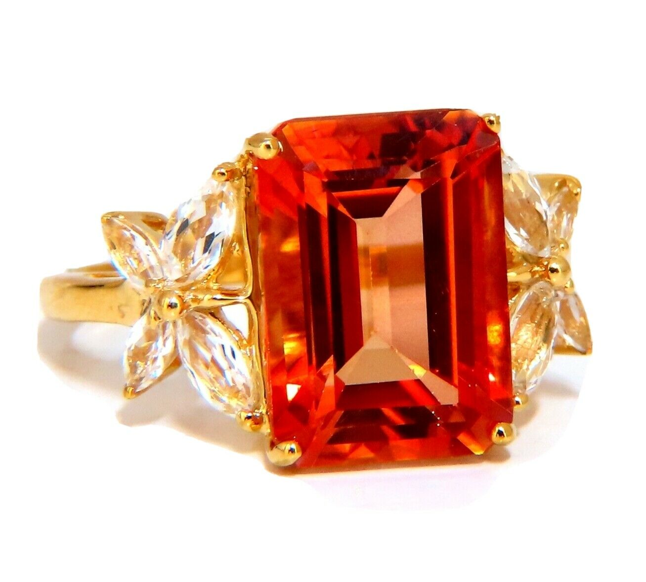 14x10mm Fancy Orange Cubic Zirconia Ring 10kt