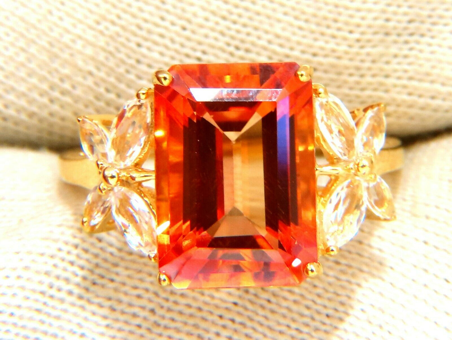 14x10mm Fancy Orange Cubic Zirconia Ring 10kt